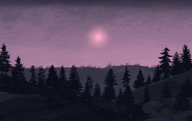 geceleri dağlar ile güzel manzara görünümü