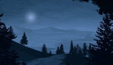 geceleri dağlar ile güzel manzara görünümü