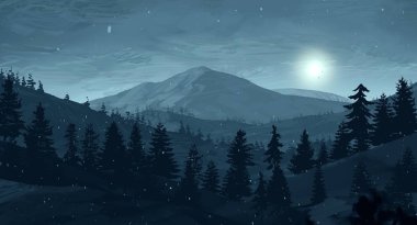 geceleri dağlar ile güzel manzara görünümü