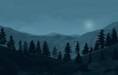 geceleri dağlar ile güzel manzara görünümü