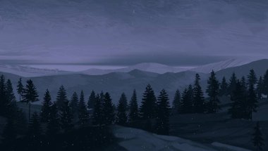 geceleri dağlar ile güzel manzara görünümü