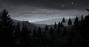 geceleri dağlar ile güzel manzara görünümü