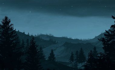 geceleri dağlar ile güzel manzara görünümü