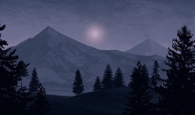 geceleri dağlar ile güzel manzara görünümü