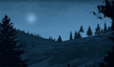 geceleri dağlar ile güzel manzara görünümü