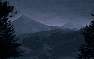 geceleri dağlar ile güzel manzara görünümü