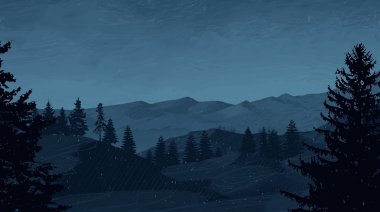 geceleri dağlar ile güzel manzara görünümü