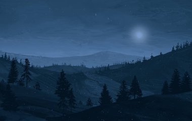 geceleri dağlar ile güzel manzara görünümü