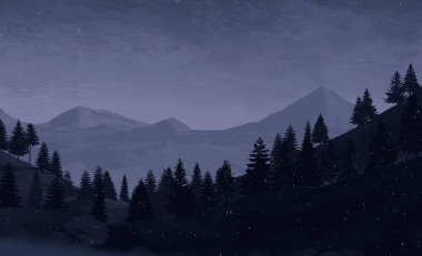 geceleri dağlar ile güzel manzara görünümü