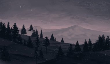 geceleri dağlar ile güzel manzara görünümü