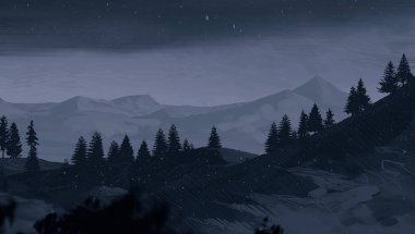 geceleri dağlar ile güzel manzara görünümü