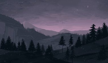 geceleri dağlar ile güzel manzara görünümü