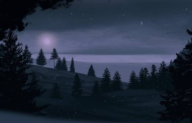 geceleri dağlar ile güzel manzara görünümü