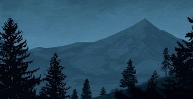 geceleri dağlar ile güzel manzara görünümü