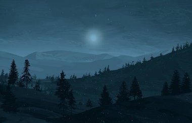 geceleri dağlar ile güzel manzara görünümü