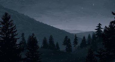 geceleri dağlar ile güzel manzara görünümü