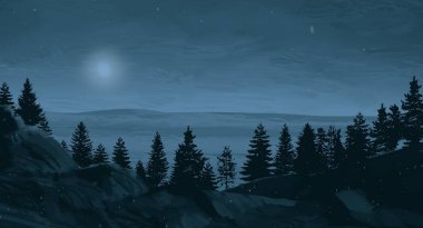 geceleri dağlar ile güzel manzara görünümü