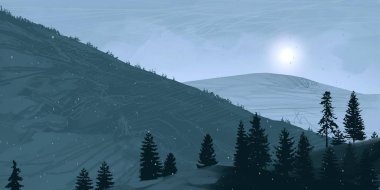 geceleri dağlar ile güzel manzara görünümü