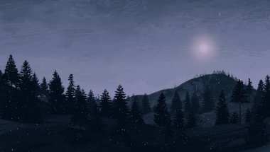 geceleri dağlar ile güzel manzara görünümü