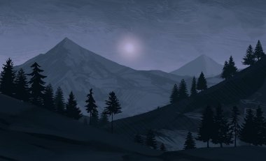 geceleri dağlar ile güzel manzara görünümü