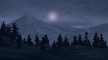 geceleri dağlar ile güzel manzara görünümü