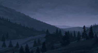 geceleri dağlar ile güzel manzara görünümü