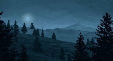 geceleri dağlar ile güzel manzara görünümü