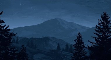 geceleri dağlar ile güzel manzara görünümü