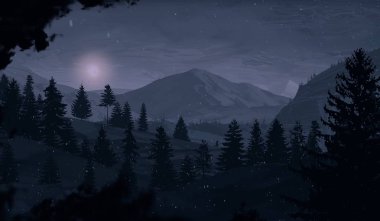 geceleri dağlar ile güzel manzara görünümü