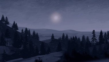 geceleri dağlar ile güzel manzara görünümü