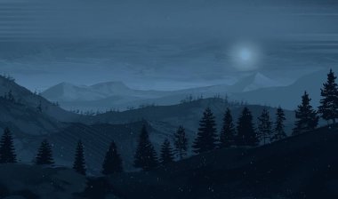 geceleri dağlar ile güzel manzara görünümü