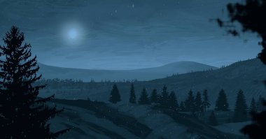 geceleri dağlar ile güzel manzara görünümü