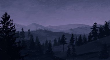 geceleri dağlar ile güzel manzara görünümü