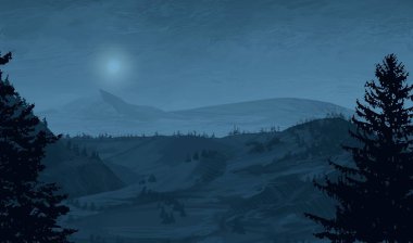 geceleri dağlar ile güzel manzara görünümü