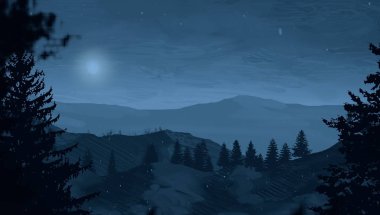 geceleri dağlar ile güzel manzara görünümü