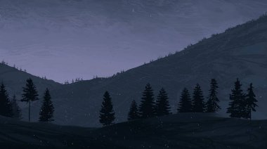 geceleri dağlar ile güzel manzara görünümü