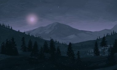 gece dağ manzara görünümü