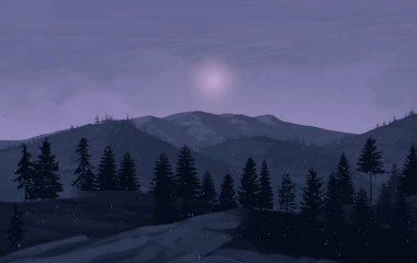 gece dağ manzara görünümü