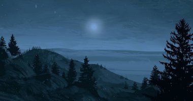 gece dağ manzara görünümü