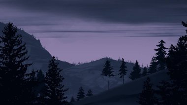 gece dağ manzara görünümü