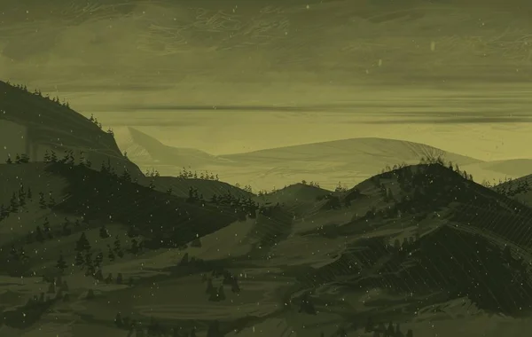 Vue Panoramique Scène Montagneuse Avec Des Arbres — Photo