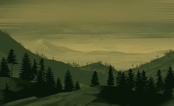 Vuoristoinen Maisema Mäntyjen Kanssa — kuvapankkivalokuva