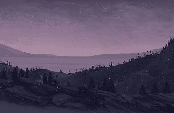 Вид Прекрасний Пейзаж Горами Вночі — стокове фото