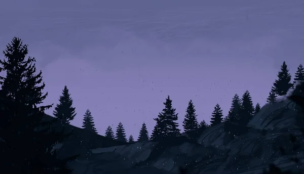 夜の山々の美しい風景の眺め — ストック写真