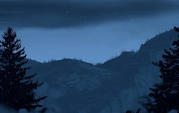 Вид Прекрасний Пейзаж Горами Вночі — стокове фото