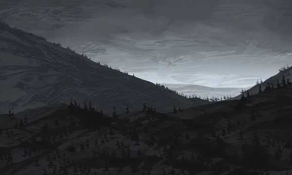 Geceleri Dağlar Ile Güzel Manzara Görünümü — Stok fotoğraf