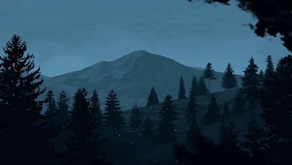 Θέα Στο Όμορφο Τοπίο Βουνά Νύχτα — Φωτογραφία Αρχείου