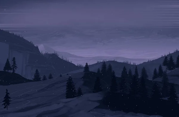 Widok Piękny Krajobraz Górach Nocą — Zdjęcie stockowe