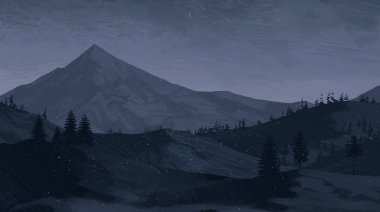 gece dağ manzara görünümü