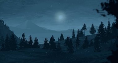 gece dağ manzara görünümü